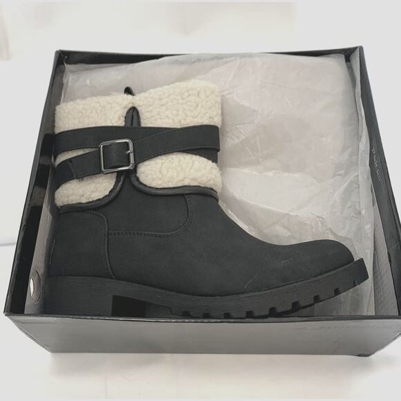 Women Warm Boots Chunky Heel Round Toe Winter Snow Ankle Booties Size 5.5 - Picture 3 of 7